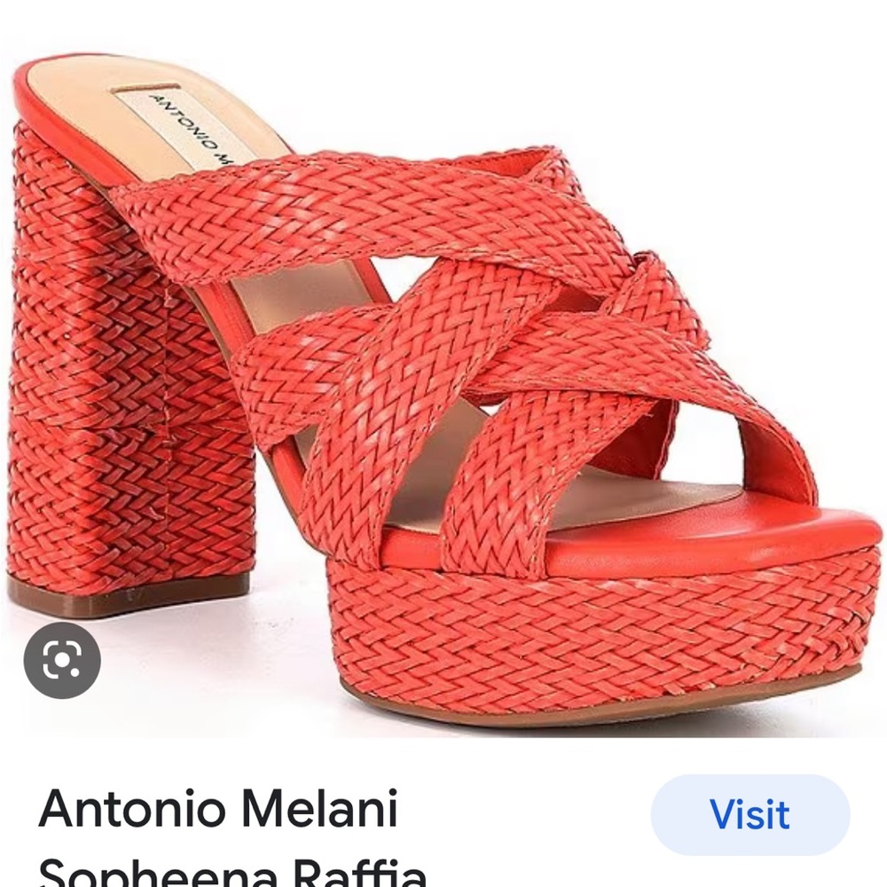 Antonio Melani Sopheena raffia heels.  New.  These are an orange/red great color